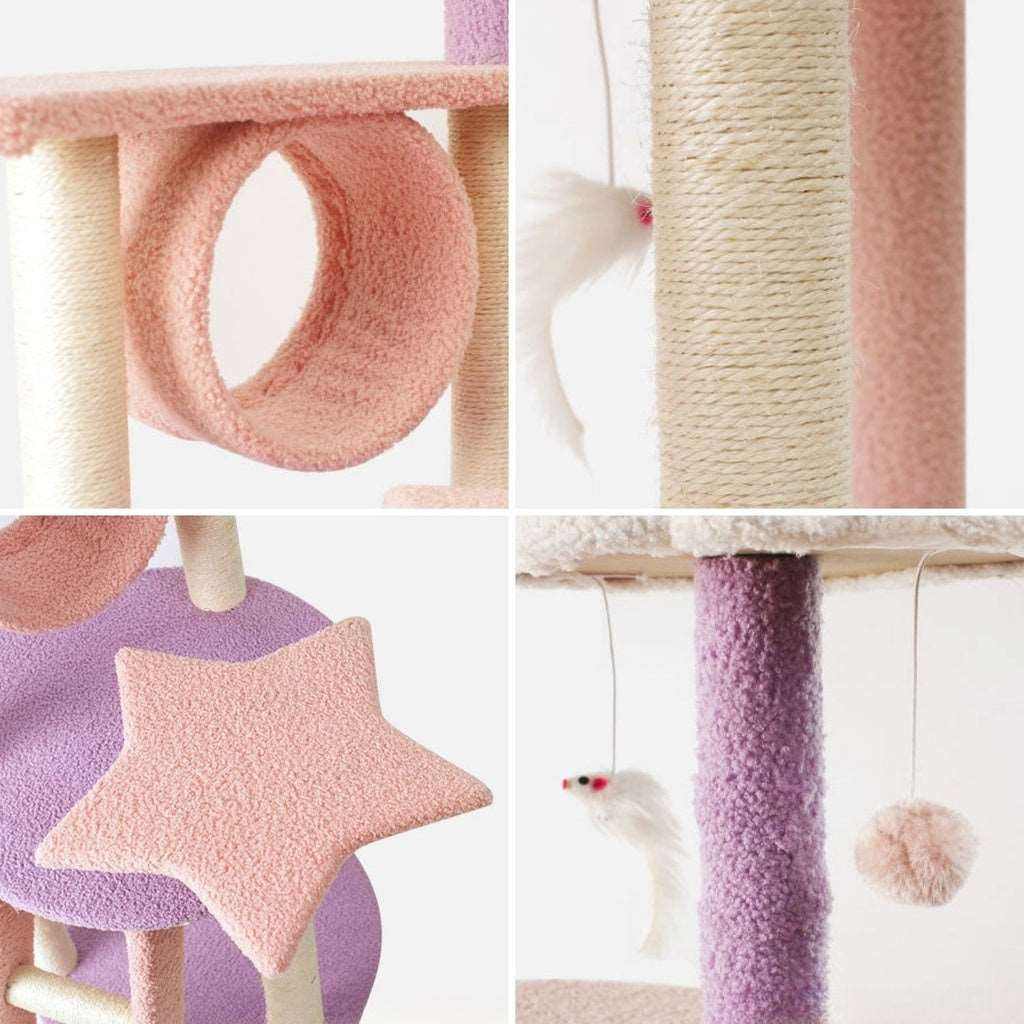 Floofi 101cm Galaxy Plush Cat Condo Cat Tree Pink Purple FLOOFI