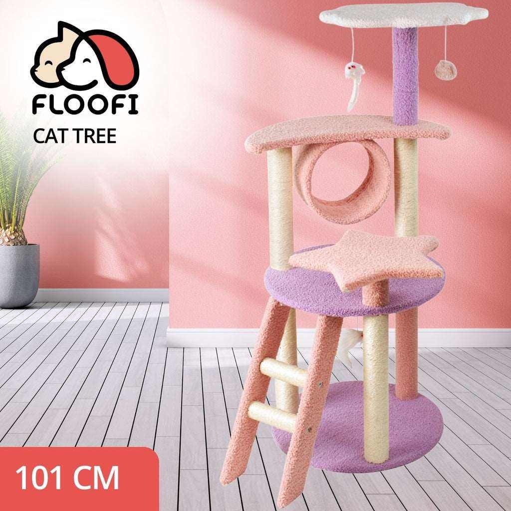 Floofi 101cm Galaxy Plush Cat Condo Cat Tree Pink Purple FLOOFI