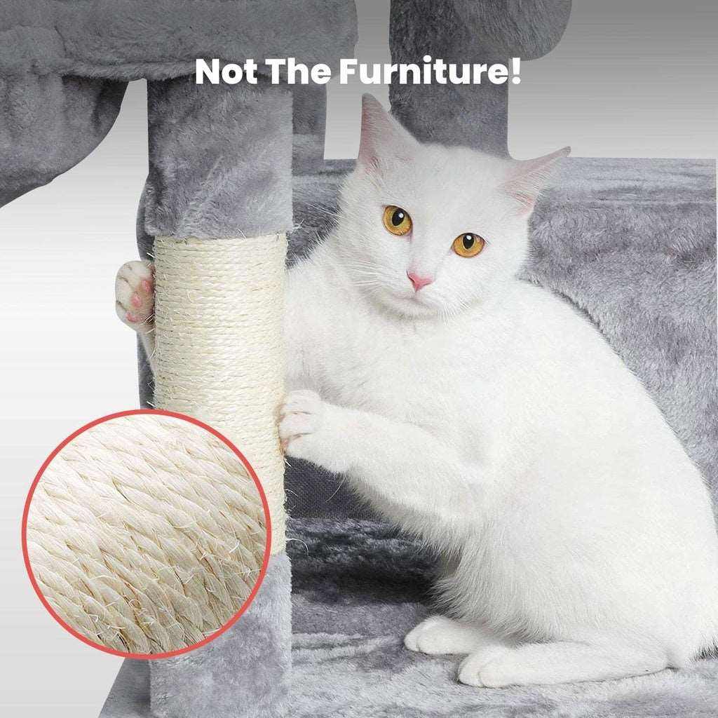 Floofi 97cm Adjustable Base Plush Cat Tree Light Grey FLOOFI