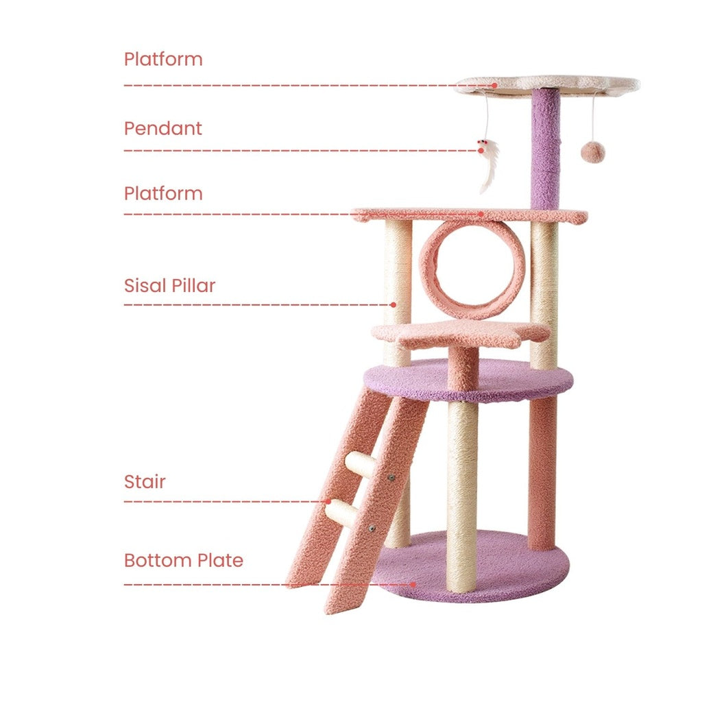 Floofi 101cm Galaxy Plush Cat Condo Cat Tree Pink Purple FLOOFI