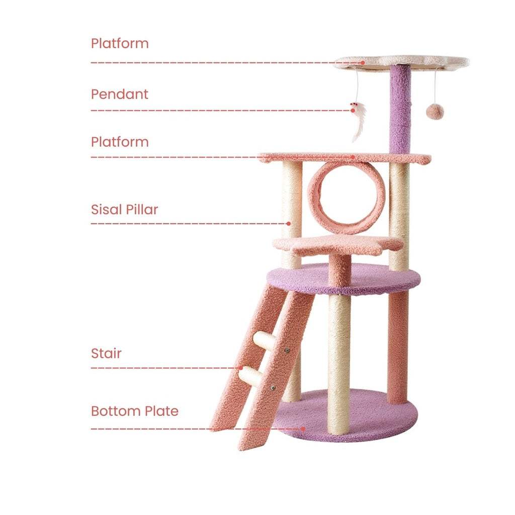 Floofi 101cm Galaxy Plush Cat Condo Cat Tree Pink Purple FLOOFI
