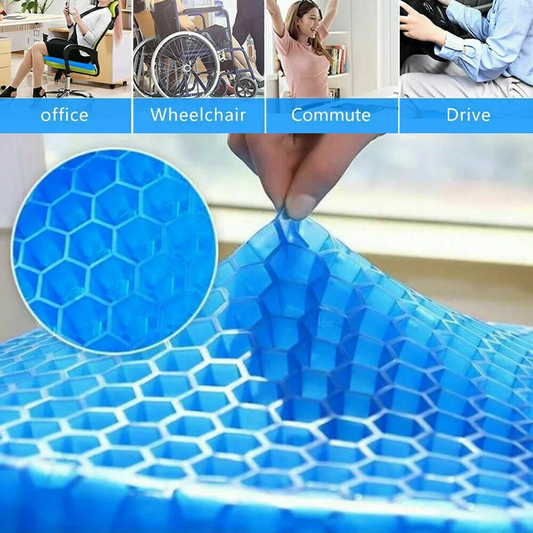 Gel Seat Cushion Set, 2 Pieces, Breathable Ergonomic Design.