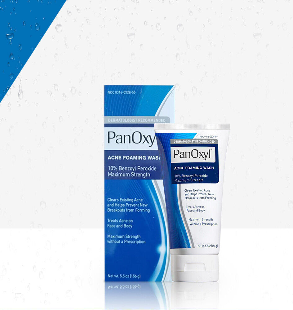 PanOxyl Acne Foaming Wash 10 Benzoyl Peroxide 5 with 10% benzoyl peroxide for acne treatment and prevention in 5.5 oz tube