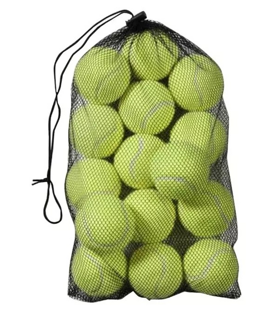 Tennis Balls for Training and Practice, Pack of 15, Green with Mesh Carry Bag.