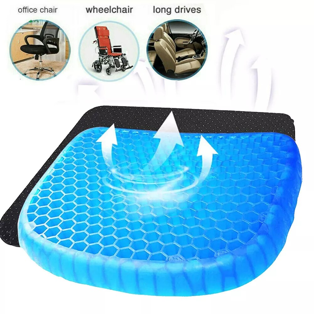 Gel Seat Cushion Set, 2 Pieces, Breathable Ergonomic Design.