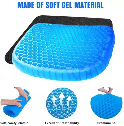 Gel Seat Cushion Set, 2 Pieces, Breathable Ergonomic Design.