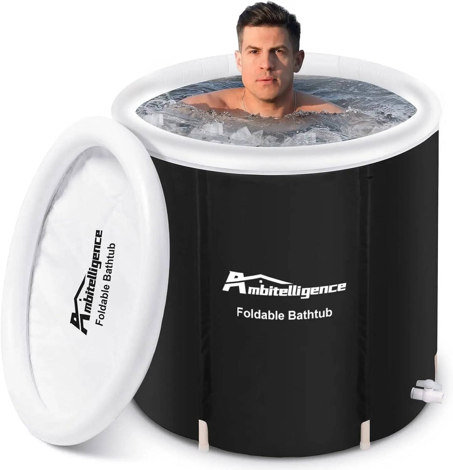 Ice Tub Foldable Bathtub Outdoor Portable Cold Water Therapy Tub Fitness Rehab Ice Tub For Athletes Long Lasting Insulated Ice Tub, Spa Soaking Bucket