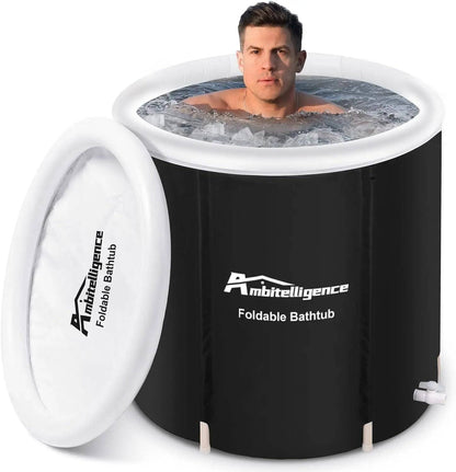 Ice Tub Foldable Bathtub Outdoor Portable Cold Water Therapy Tub Fitness Rehab Ice Tub For Athletes Long Lasting Insulated Ice Tub, Spa Soaking Bucket