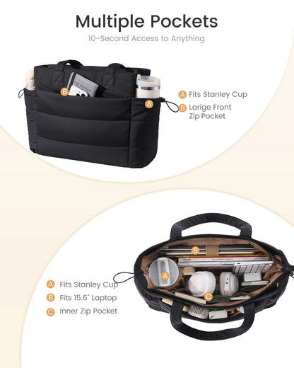 LOVEVOOK 15.6 inch laptop tote bag for women with tumbler holder pocket – product photo, view 3