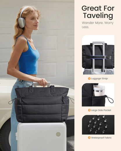 LOVEVOOK 15.6 inch laptop tote bag for women with tumbler holder pocket – product photo, view 5