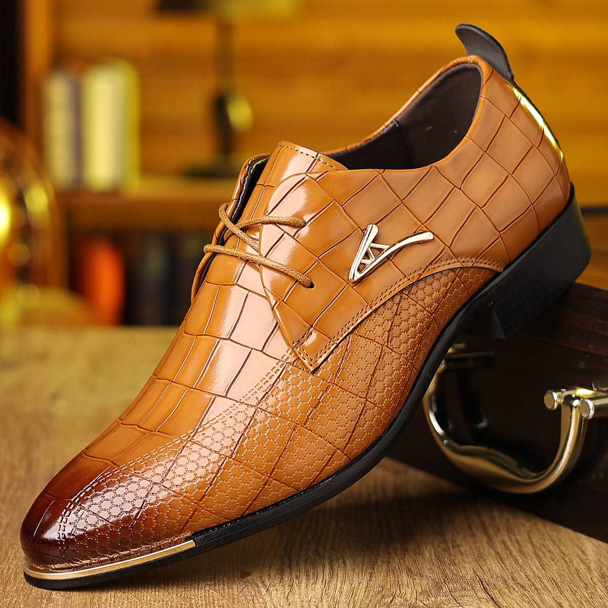 Men's Plus Size Leather Shoes Pointed-toe Fashion Business Formal Men's Shoes Barber Shoes Kaps B International