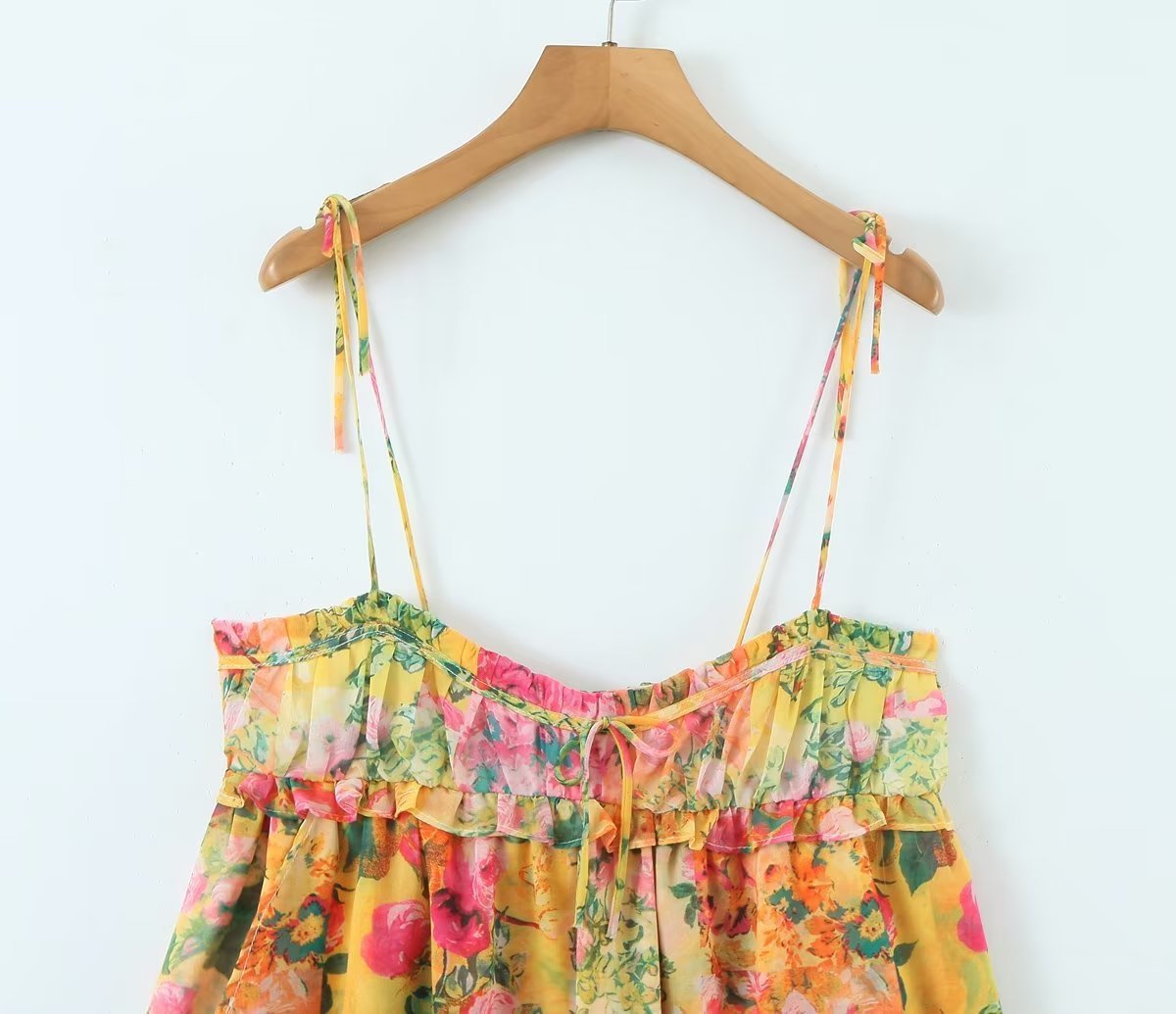 Y2K Flowers Print Suspender Dress Summer Fashion Ruffled Holiday Beach Short Dresses Womens Clothing Kaps B International