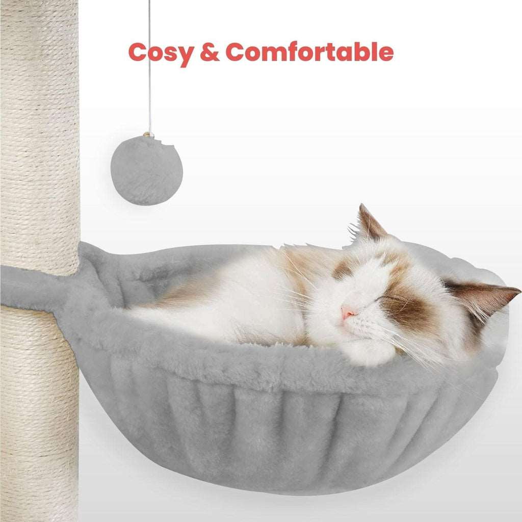 Floofi 97cm Adjustable Base Plush Cat Tree Light Grey FLOOFI