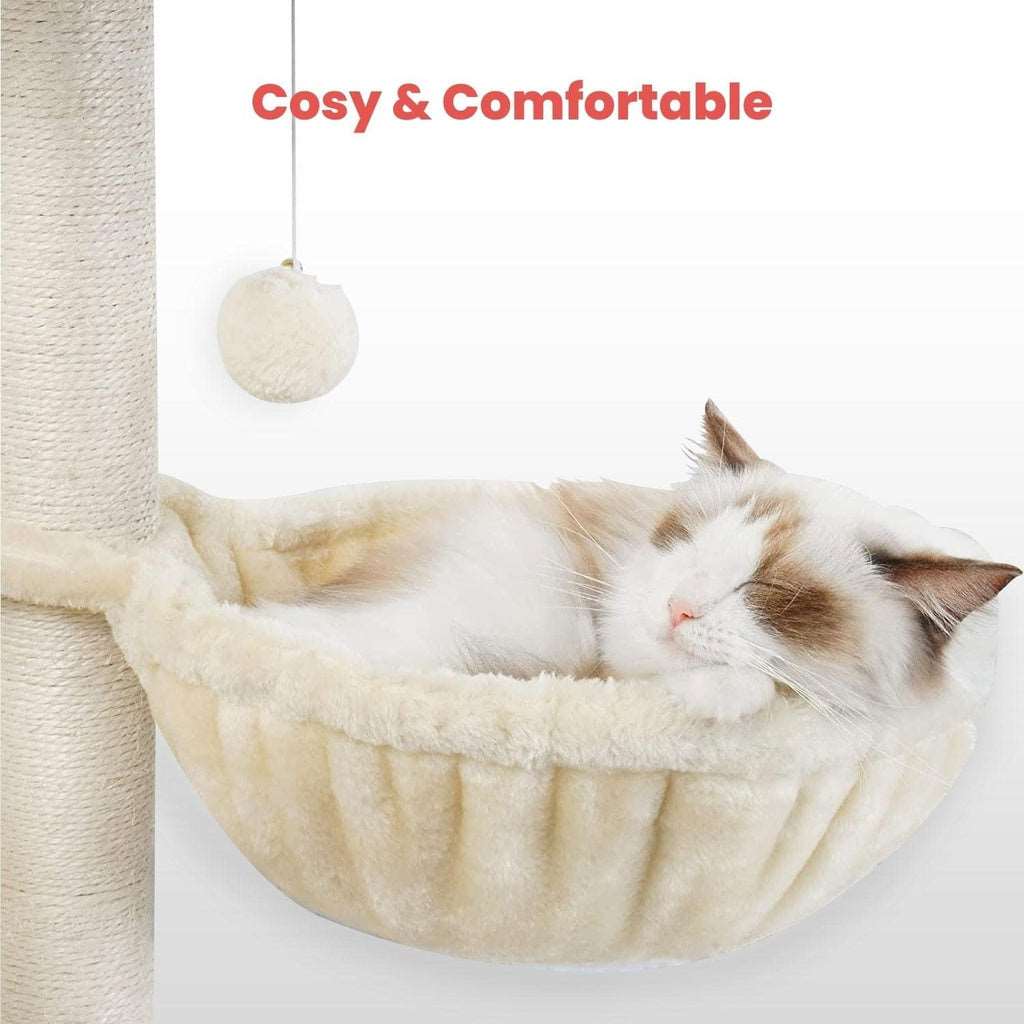 Floofi 97cm Adjustable Base Plush Cat Tree Beige FLOOFI