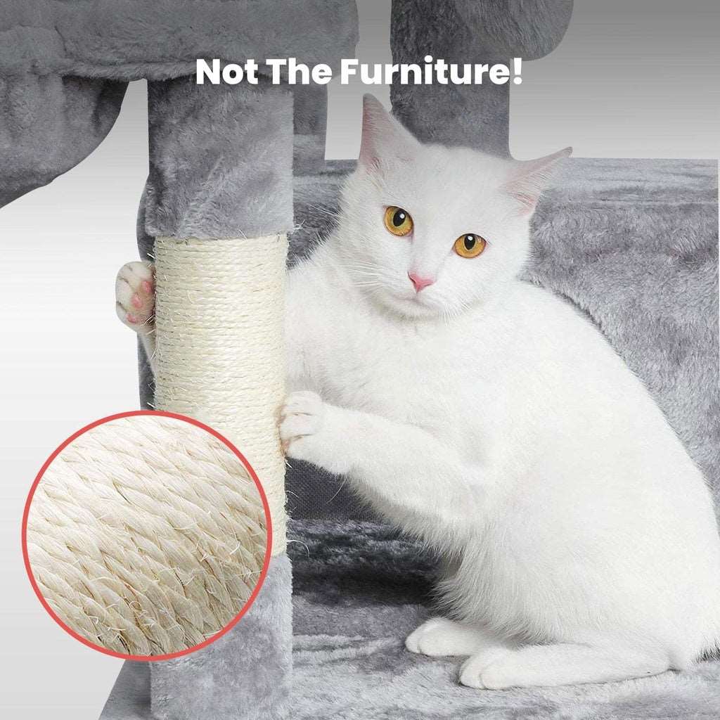 Floofi 97cm Adjustable Base Plush Cat Tree Light Grey FLOOFI